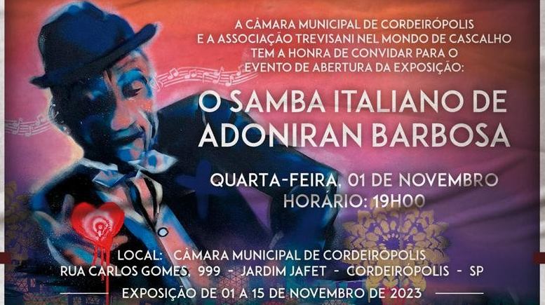 Imagem do destaque: A Câmara recepcionará a exposição "O Samba Italiano de Adoniran Barbosa"