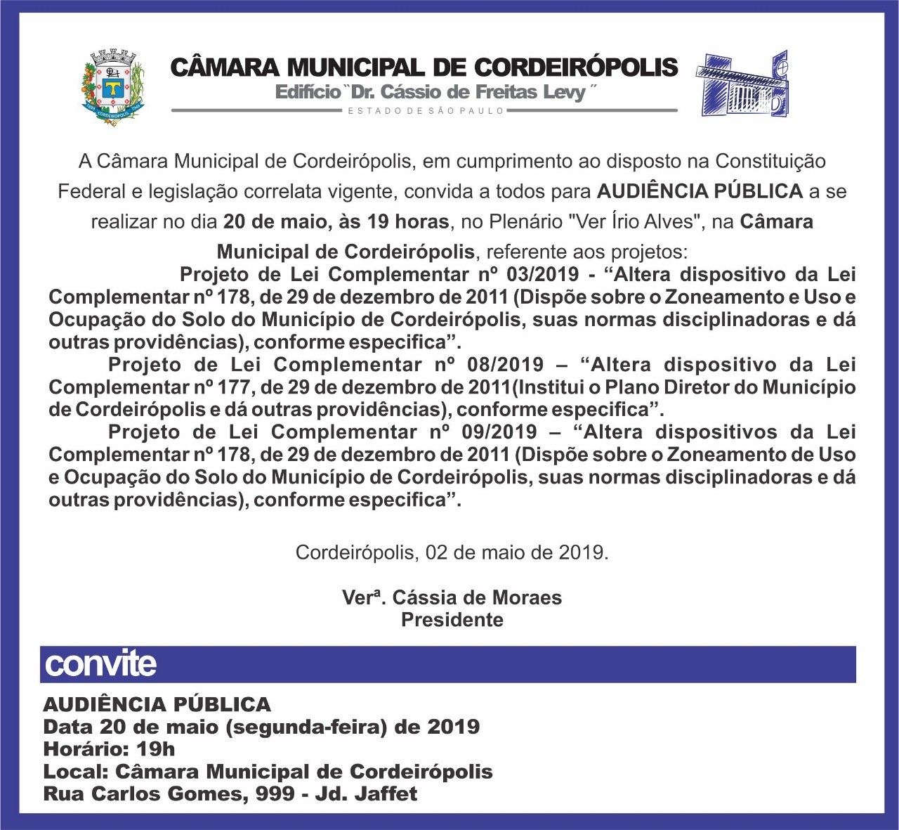 Imagem da notícia: Câmara realiza audiência pública para discutir alterações no Plano Diretor