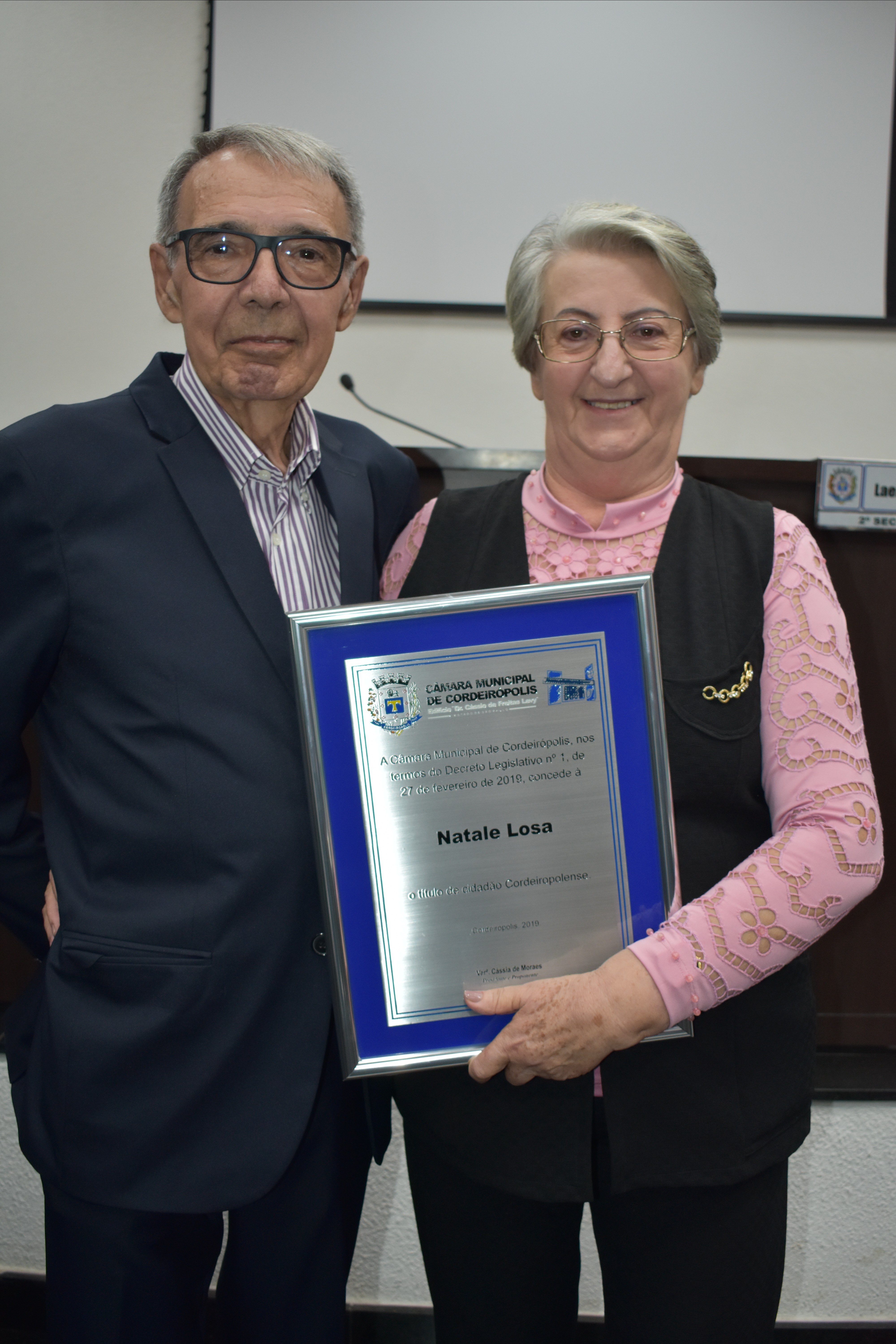 Imagem da notícia: Natale Losa recebe título de cidadão cordeiropolense