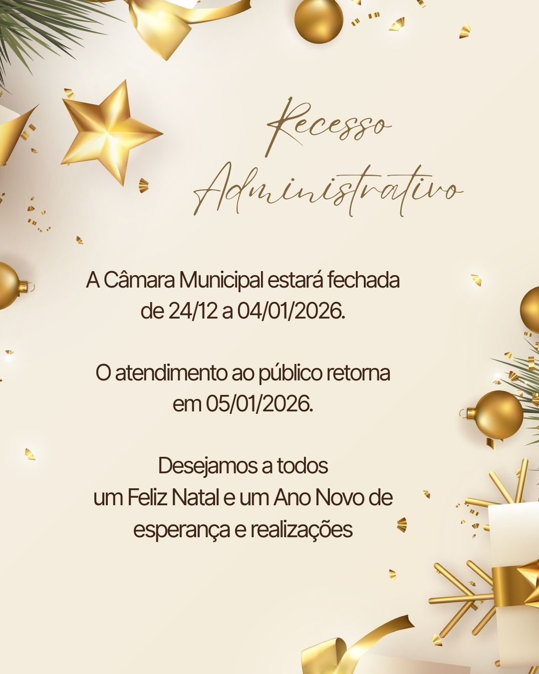 Imagem da notícia: Recesso Administrativo – Aviso ao Público