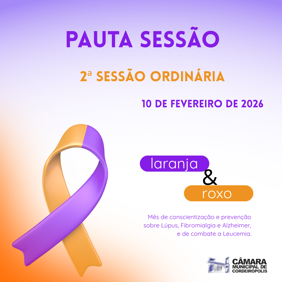 Imagem da notícia: Pauta da 2ª Sessão Ordinária de 2026