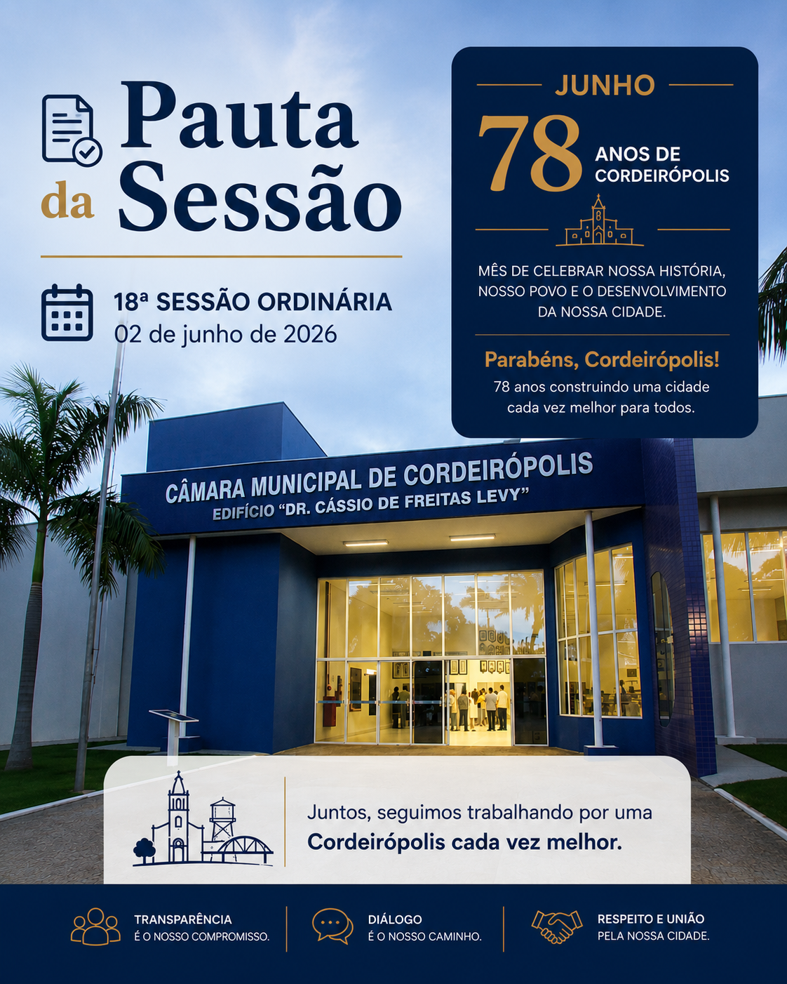 Imagem principal da notícia Pauta da 18ª Sessão Ordinária de 2026