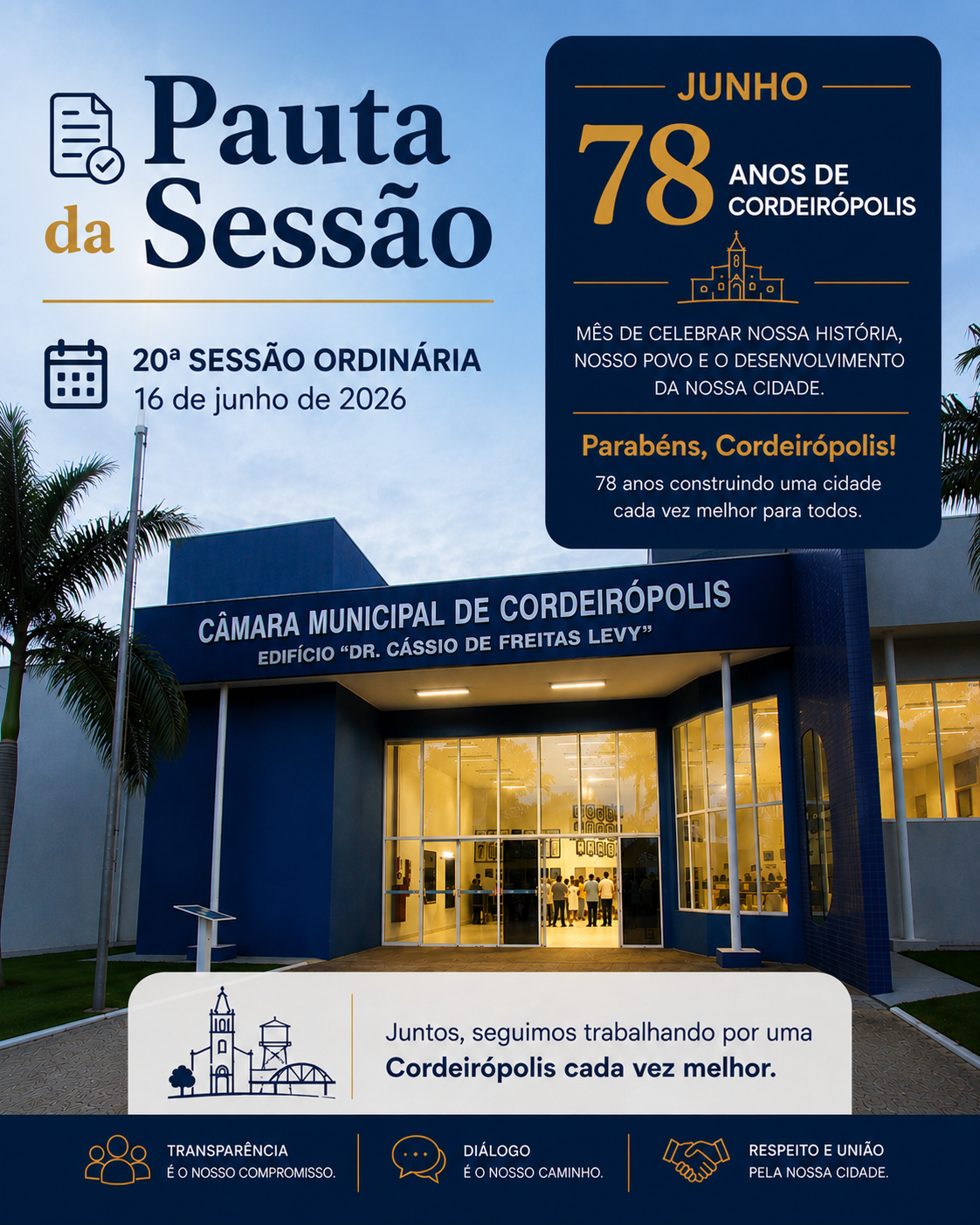 Imagem principal da notícia Pauta da 20ª Sessão Ordinária de 2026